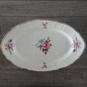 Bernadotte Sonata serving platter rose print gold trim Czechoslovakia